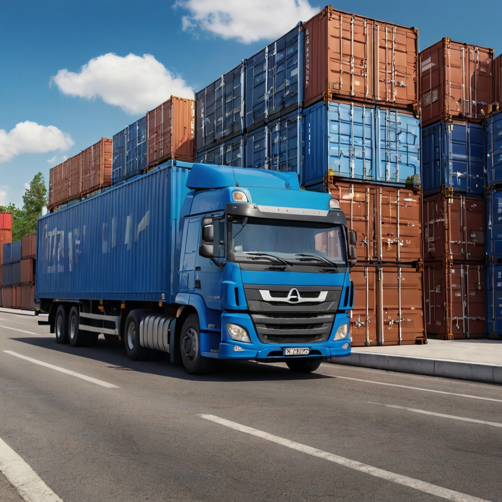 Default_a_blue_cargo_truck_with_container_with_description_Tr_1